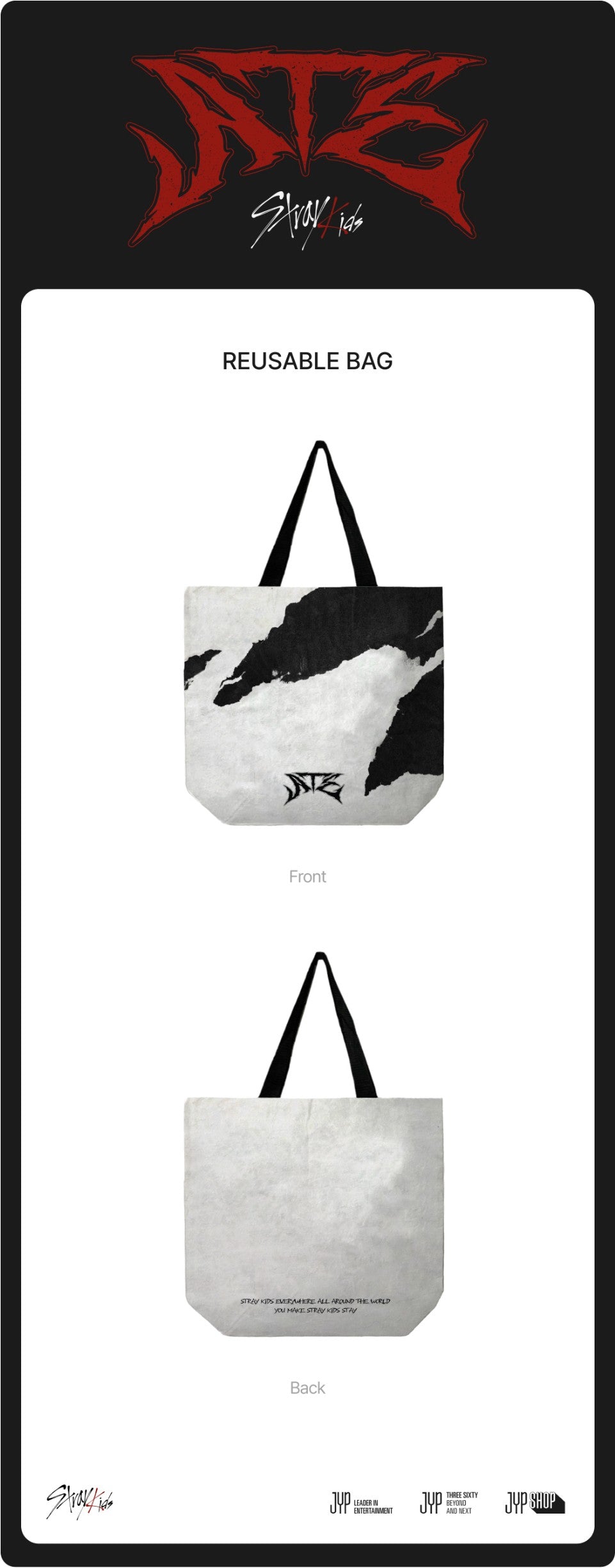 STRAY KIDS[ATE POP-UP] REUSABLE BAG+(Special Photocard LEENOW)